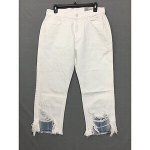 NWT Siwy Jean Womens Delphi White Paradise Size 29 Cropped Distressed White